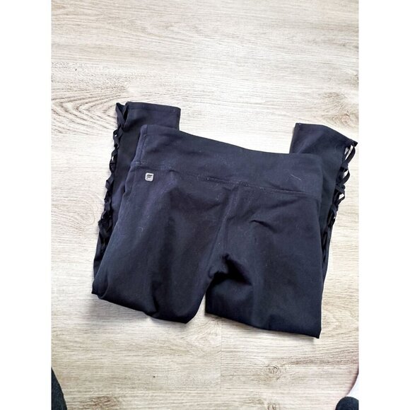 Fabletics Cropped Lace Up Hem Leggings Womens Black Small - Picture 3 of 6